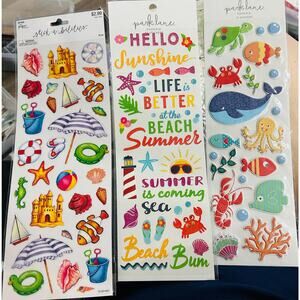 3 - New Die Cut & 3, D Sticker Sets - Beach Themes